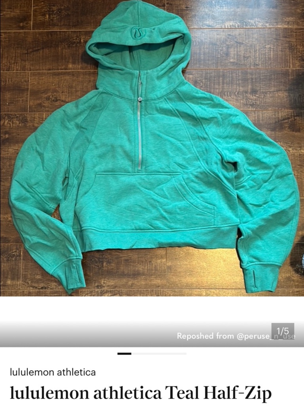 lululemon athletica Teal Half-Zip Hooded Sweater